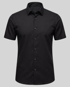 חולצת Signature Oxford שחורה — תצוגה מלאה מלפנים