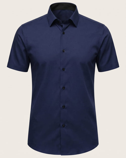 חולצת Signature Oxford בצבע נייבי — מבט מלפנים